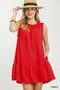 Umgee Sleeveless Ruffle Trim Drop Waist Mini Dress