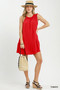 Umgee Sleeveless Ruffle Trim Drop Waist Mini Dress