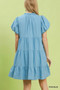 Umgee Puff Sleeve Tiered Babydoll Dress
