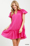 Umgee Textured Ruffle Hem Mini Dress