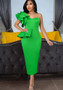 Women Slash Shoulder Ruffle Slit Bodycon Dress