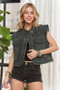 ADORA Sleeveless Button Down Denim Jacket