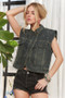 ADORA Sleeveless Button Down Denim Jacket