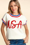 Haptics Letter Embroidery Slit Knit Top