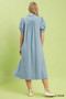 Umgee Chambray Collared Puff Sleeve Dress