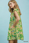 Umgee Tropical Floral Flutter Sleeve Swing Dress