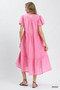 Umgee Textured Tiered Midi Dress with Side Pockets
