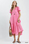 Umgee Textured Tiered Midi Dress with Side Pockets