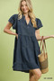 Umgee Chambray Tiered Babydoll Dress