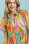 Umgee Abstract Tropical Print Tiered Midi Dress