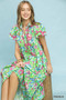 Umgee Bold Mixed Floral Tiered Midi Dress
