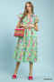 Umgee Bold Mixed Floral Tiered Midi Dress