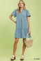 Umgee Ruffle Hem Mini Denim Dress