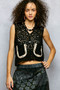 POL Button Down Cropped Crochet Vest with Scalloped Edge