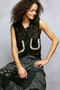 POL Button Down Cropped Crochet Vest with Scalloped Edge