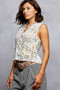 POL Button Down Cropped Crochet Vest with Scalloped Edge