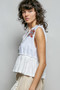 POL Floral Patch Ruffled Sleeveless Top with Raw Edge Detail