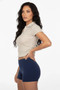 Women'S Pineapple Knit Striped Polo Crop Top