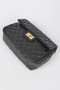 Quilted Faux Leather Flap Backpack 