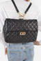 Quilted Faux Leather Flap Backpack 
