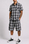 Mens Checkered Shirt And Cargo Shorts Set 