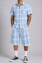 Mens Checkered Shirt And Cargo Shorts Set 