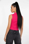 Slim-Fit Sleeveless Polo Collar Crop Top 
