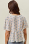 SO ME Shell Print Tie Front Flutter Sleeves Blouse Top