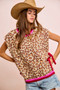 BiBi Leopard Pattern Side Tied Sweater Vest Top