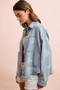 BiBi Printed Washed Denim Jacket With Pocket