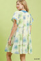 Umgee Floral Print Contrast Trim Tiered Babydoll Dress