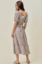 SO ME Ditsy Floral Self Belt On Elastic Waist Maxi Dress