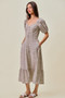 SO ME Ditsy Floral Self Belt On Elastic Waist Maxi Dress