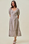 SO ME Ditsy Floral Self Belt On Elastic Waist Maxi Dress