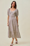 SO ME Ditsy Floral Self Belt On Elastic Waist Maxi Dress