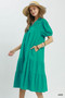 Umgee Solid Tiered Midi Dress