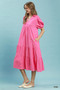 Umgee Solid Tiered Midi Dress
