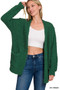 Zenana Long Sleeve Popcorn Sweater Cardigan with Pockets