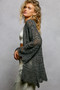 POL Openwork Lightweight Open Front Cardigan with Scalloped Edge
