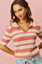 SO ME Stripe Short Sleeve Cropped Sweater
