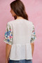 SO ME Floral Embroidered Baby Doll Blouse Top