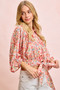 BiBi Floral Print Tie Hem Detail Crop Shirt