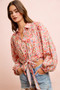 BiBi Floral Print Tie Hem Detail Crop Shirt