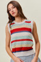 SO ME Tie Back Multi Stripe Sweater Knit Tank Top