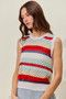 SO ME Tie Back Multi Stripe Sweater Knit Tank Top
