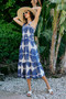 SO ME Abstract Print Smocked Bodice Tiered Lined Midi Dress