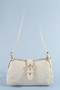 Fame Studded Saffiano Buckle Strap Shoulder Bag