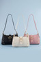 Fame Studded Saffiano Buckle Strap Shoulder Bag
