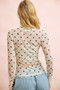 BiBi High Neck Line Polka Dots Mesh Top With Thumb Open