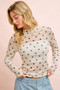 BiBi High Neck Line Polka Dots Mesh Top With Thumb Open